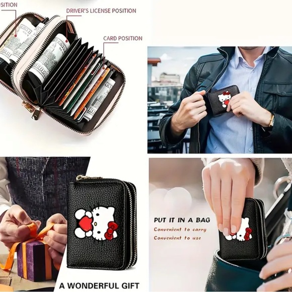 Hello Kitty Black Wallet with Red Heart - Picture 3 of 4